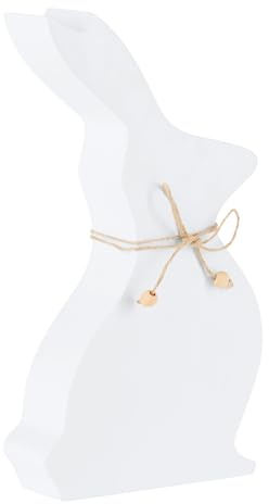 EGLO LIVING Osterdeko Hase Manambolo, Deko Figur Ostern, Frühlingsdeko mit Osterhase, Tischdeko Frühling, Osterfigur aus Holz in Weiß, 13,5 x 24 cm
