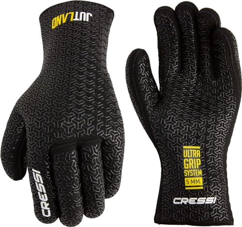 CRESSI Unisex-Adult Jutland Gloves L/4 Neopren Tauchhandschuhe Schwarz 5mm Ultra Grip System