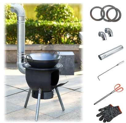 Poele A Bois Camping, Mini Poele A Bois Amovible, RéSistant à Des TempéRatures Allant Jusqu'à 1832 °F, RéChaud De Tente Portable Convient Pour Le Charbon, Le Bois, La Paille, Les GranuléS De Biomasse
