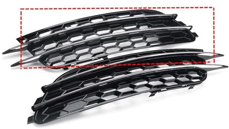 Ein Paar Chrom/Schwarz RS6 Stil Auto Nebelscheinwerfer Kühlergrill Abdeckung Trim Kompatibel for Audi A6 C7 Limousine 2012 2013 2014 2015 Nebelscheinwerfer Grill ABS(Silver)