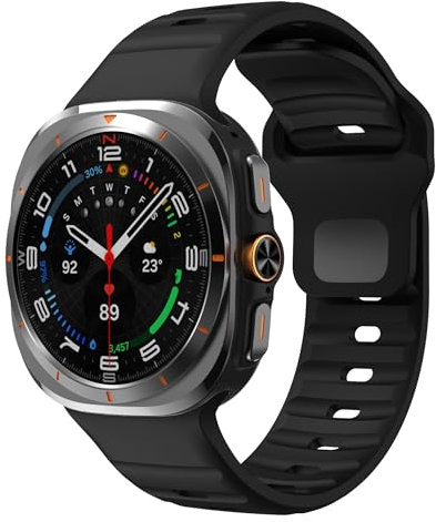 XMUXI Compatible with Samsun Galaxy Ultra 47mm 2025 2024 Watch Straps Replacement Galaxy Watch 8 Ultra Strap Adjustable Silicone Sport Bands For Man Women (Black)