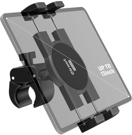OTREST Spin Tablet Fahrrad Halterung, verstellbare QR Lenkerhalter für Heimtrainer/Crosstrainer/Laufband, Fitnessstudio, kompatibel mit iPad Pro 12.9 Air Mini Galaxy Pro iPhone 4,7-13 Geräten, CP01H
