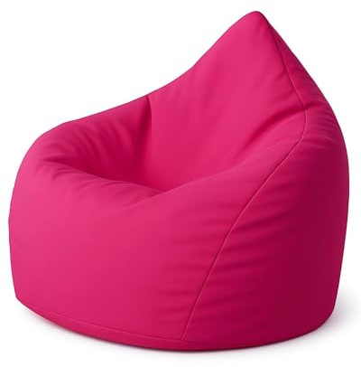 PATCH HOME Sitzsack Tropfenform – Beanbag - Mit Styropor-Füllung, Wasserabweisend, für Indoor & Outdoor, für Kinder und Erwachsene (Magenta, Jumbo)