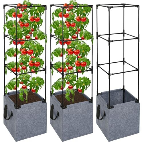 Qinzave Tomatenkäfig für den Garten, quadratisch, hoch, Tomatenpflanzenstütze, robuster Tomatenkäfig, Spalier für Klettern, Gemüse, Blumen, Obst