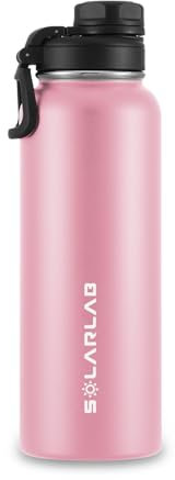 SOLARLAB Bouteille isotherme en acier inox - Gourde isotherme 1l - Sans BPA - Gourde d'eau convient aux boissons chaudes et froides, idéale pour l'école, le sport, le camping(Rose,1200ML)