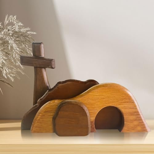 Osterdeko Holz Deko Krippe, Ostern Deko Tisch Krippenfiguren Aufsteller, Frühlingsdeko Krippe Figur zum Hinstellen, Deko Frühling Innen Ornament aus Holz für Osterndeko Modern, Wohnzimmer Deko (A)
