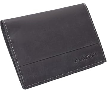 Menzo Reisepasshülle aus echten Leder Reisepassetui Passport Reisepasshülle Reisebrieftasche (schwarz/Hunter)