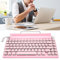 SustVita Electric Schreibmaschine Vintage, 83 Mechanische Tastatur für mechanische Spiele mit Buttonsteuerung, Retro -Rundtasten für Android für 10 für für OS X -Laptop (Rosa)