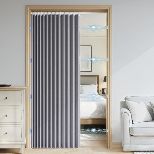 DSSHENGDS Tenda da Doccia a Fisarmonica Pieghevole Magnetica Anti-Spruzzi, Tenda divisoria per casa, Hotel, Bagno-Gray- 180x200cm