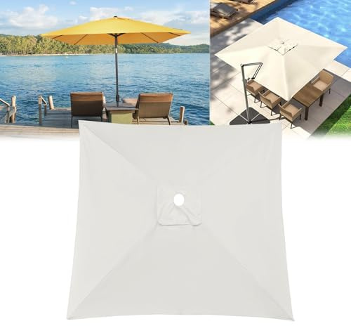 Esterni Da Giardino Telo Di Ricambio Per Ombrellone, 2x2m 4 Stecche, 2x3m 6 Stecche, 3x3m 8 Stecche, Con Presa D'Aria Superiore, In Resistente Poliestere, Impermeabile, Protezione UV(White,200X200cm)