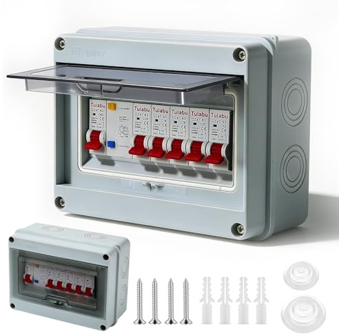 Scatola Elettrica da Esterno IP65, con 5 Vie Interruttore Dell'aria 3x16 A+20A+32A, Impermeabile Quadro Elettrico 63A, Scatola dei fusibili a parete per Essere Utilizzato All'interno e All'esterno