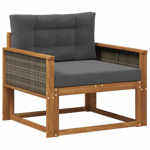 vidaXL Outdoor Mittelsofa Natur, Akazienholz Outdoor Mittelsofa, wetterfestes Patiositzmöbel, modernes Möbel für Gartenlounge und Balkon