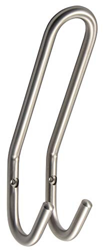 GedoTec Moderner Design Garderobenhaken Edelstahl Kleiderhaken Garderobe gebogen - PRIMA | Mantelhaken 190 x 57 mm | Doppelhaken für Wand-Montage | 1 Stück - Wandhaken 2-fach mit Befestigungsmaterial