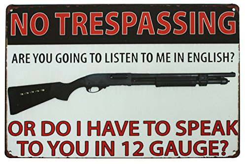 Hioni No Trespassing Speak to Gun Vintage Blechschild Poster Wandschild Wand Dekoration Metallschild Türschild