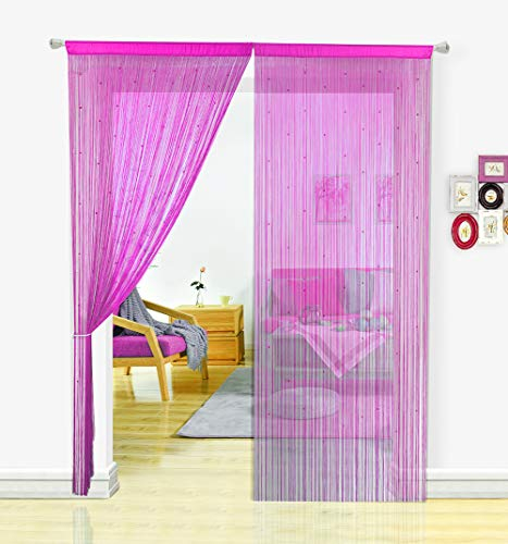 HSYLYM Spaghetti à Cordes Rideaux pour Le Salon Pearl Rideau intercalaire Home Decor, Rose, 90x200cm