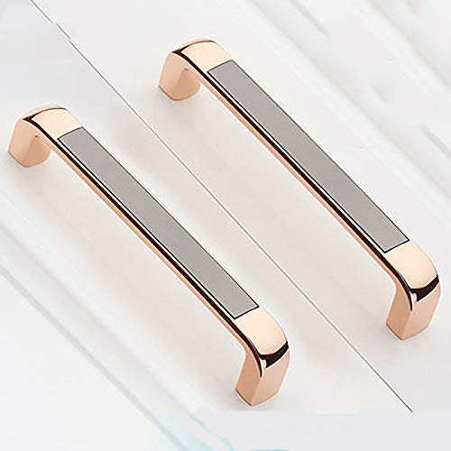 Zhi Jin 4Pcs Rose Gold Cabinet Handle Hardware Drawer Handles Set Furniture Brushed Finished 160mm Hole Centers-160mm/6.3Inch