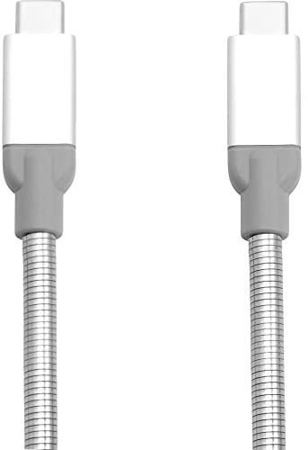 Verbatim USB-C auf USB-C Ladekabel silber; robustes Android Ladekabel, flexibles Edelstahl; 30 cm Ladekabel Smartphone; Handy-Kabel; USB Ladegerät; Handyladekabel
