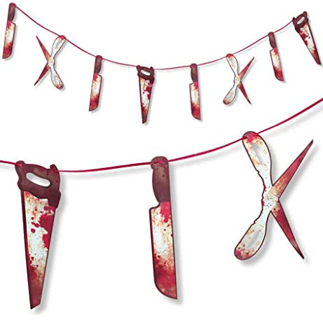FRIES Blutige Messer und Werkzeuge Girlande 180 cm Halloween Deko