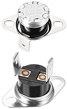 sourcing map KSD301 Thermostat 50°C/122°F 10A Normally Open N.O Adjust Snap Disc Temperature Switch for Microwave Oven Coffee Maker 2pcs