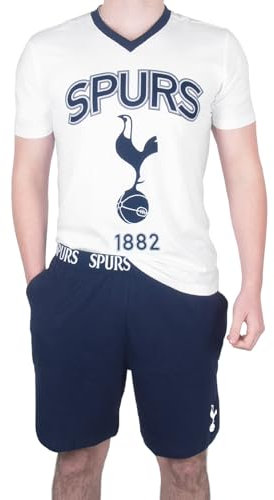 Tottenham Hotspur FC Official Mens Loungewear Short Pyjamas White Medium