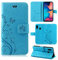 Hülle Kompatibel mit Samsung Galaxy A20e | Premium PU Leder Handyhülle Wallet Case für Galaxy A20e | Schutzhülle Blumen Klapphülle Handyhülle | Blau