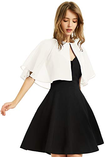 Châle en mousseline de soie douce pour femme, pour robe de soirée, mariage, boléro, ivoire, taille unique