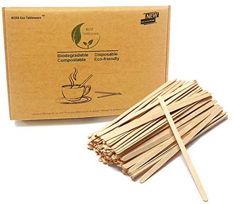 Paletinas de Café de Madera de 14 cm, [1000 Unidades] Palitos de Café Desechables, Biodegradables, para Bebidas Calientes y Frías