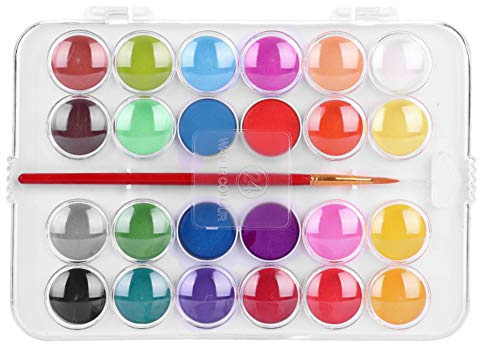 ITODA Aquarellkasten Malset Wasserfarben 28 Kräftige Aquarellfarben Malkasten Mit Pinsel Deckfarbkasten Schulmalfarben Deckfarben Set Farbkasten für Künstler Anfänger Kinder Student Malen
