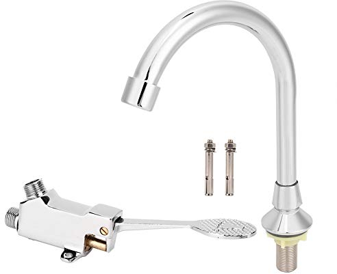 Yosoo Wasserhahn mit Fu?Pedal Zubeh?r, Ventil Badezimmer Waschbecken Wasserhahn Set Labor Fu?Pedal Wasserhahn Home Sink Wasserhahn Kit