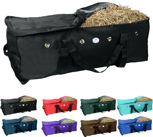 Majestic Ally 1200 D Tissu Nylon Large 111,8 x 50,8 x 40,6 cm Sac de rangement pour balles de foin résistant – Livré avec filet à foin 106,7 cm (Noir)