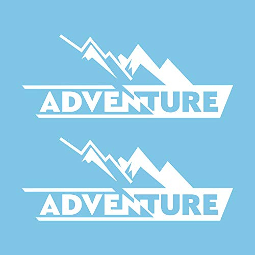 Autodomy Pack 2 Unita Adventure Adesivo per Auto Fuoristrada 19x11,5 cm | Adesivi Auto Esterni Resistente Pioggia e UV | Adesivo Adventure per Moto,Scooter da Facile Installazione | Colore Bianco