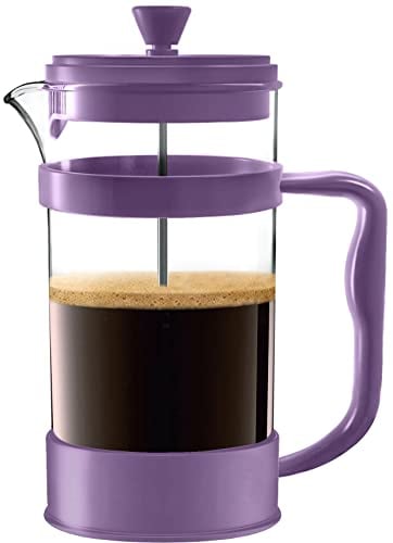 KICHLY 1000ml Cafetiere 8 Cup French Press Coffee Maker, Coffee Press and Tea Maker with Triple Filters, Heat Resistant Borosilicate Glass Caffettiere with Steel Plunger - 34Oz Plum