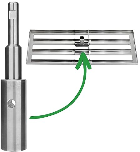 RISISANI® Stiel-Adapter für Gardena-Gerätestiele Rasenrakel und Landschafts-Rechen | V2A-Edelstahl rostfrei | 100% Made in Germany | Schnelle Montage