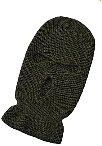 MSW 3-Loch Skimaske Wolle Strickmütze Winter Warm Outdoor Radfahren Winddicht Maske Sturmhaube, Army Grün, M