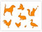 QBIX Schablone mit Bauernhoftieren – Hund, Katze, Vogel, Kaninchen, Ente, Huhn – A3 – wiederverwendbar, kinderfreundliche DIY Schablone zum Malen, Backen, Basteln, Wand, Möbel