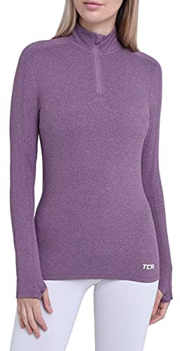 TCA Damen Fusion Quickdry Leichtes Laufshirt mit Reißverschlusstasche - Lila, XS