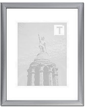 MDF-Bilderrahmen Valentina 35 x 50 cm Modern abgerundet hier Aluminium gebürstet mit Kunststoffglas klar 1 mm