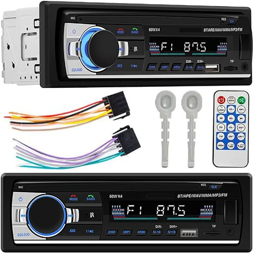 RETOO Autoradio mit Bluetooth Freisprecheinrichtung und Fernbedienung, 1 DIN MP3 Player 2 USB für Musikspielen, FM Radio Tuner Antenne, AUX, RDS, SD, MicroSD, 4x50W, Schwarz, 18.5 x 12 x 5.3 cm