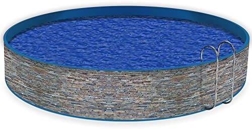 Wallario Pool Verkleidung mit Motiv ohne Ösen, Umrandung Dekoration, Motiv Natursteinmauer in grau braun, Größe Höhe 80 cm x L 10m
