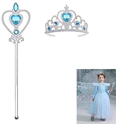 Set de Diademe et Baguette Magique Accessoires De Deguisement,2 pièce Accessoires de Fête d'habillage de Princesse Princesse Couronne Baguette pour Jeu de Rôle Lors d'une Fête d'Halloween pour Fille.