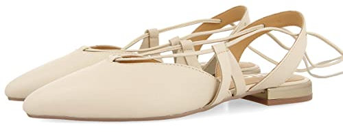GIOSEPPO Bailarinas Color Off-White de Piel destalonadas con Cordones para Mujer rodelas