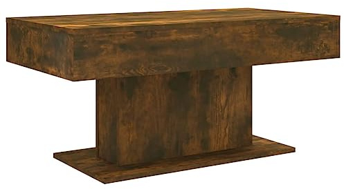 vidaXL Engineered Wood Coffee Table in Smoked Oak - Stylish Living Room Side Table with Wide Surface and Sleek Modern Design
