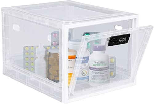 Lalifebuss Boîte à médicaments, boîte verrouillable pour réfrigérateur, boîte de sécurité alimentaire, tablette, téléphone pour la cuisine, la maison, l'école et le bureau