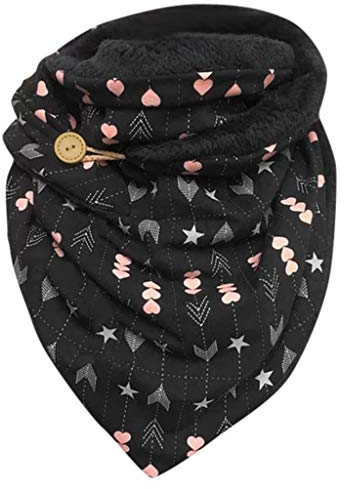 MILAX Dreieck Schal Damen Winter Warm Schlupfschal Warme Halswärmer Button Knopf Dreieckstuch Halstuch Weich Tücher Lätzchen Kariert Deckenschal, Einheitsgröße, 0a-schwarz