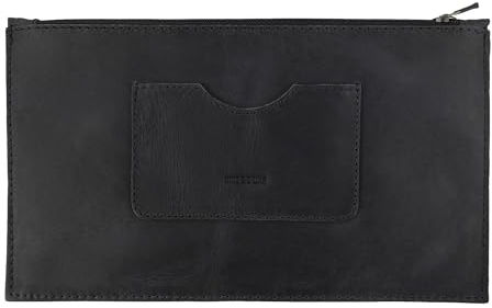 Hide & Drink, Handtasche mit Reißverschluss, handgefertigt aus Vollnarbenleder, Dunkelgrau Schwarz, Small