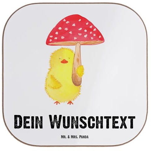Mr. & Mrs. Panda Personalisierter Untersetzer Küken Fliegenpilz - Ostergeschenke, Osterdeko, Personalisierte Geschenke, Ostern, Ostern Kinder,
