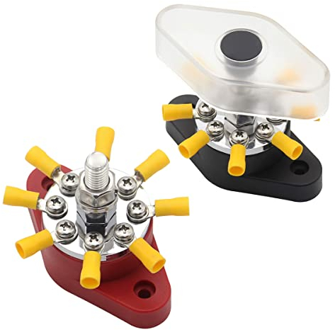 300A Sammelschiene 12v - 48V DC Verteilerschiene Geländewagen Masseverteiler Boot Camper Sammelschienenkasten Heavy Duty Busbar M10 + 8 M4 (Rote+Schwarz)