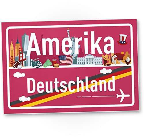 DankeDir! USA Amerika Deutschland Ortsschild - Schild 30 x 20 cm - Geschenk Idee Gutschein Reise Urlaub Reisegutschein Geldgeschenk Abschiedskarte Geschenkidee Deko Karte