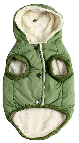 JoyDaog Warmes Fleece Hund Hoodie im Winter, große Hundejacke Hundemäntel mit Kapuze (Grün XL)