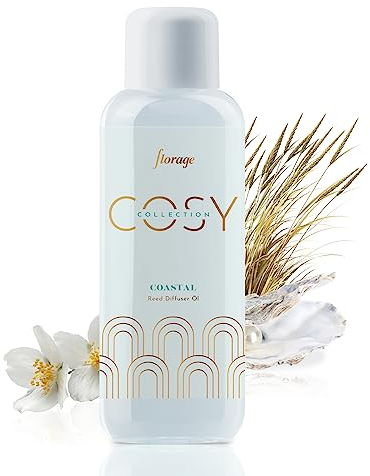 florage Raumduft Nachfüllflasche 500ml Coastal für Reed Diffuser Duftstäbchen, Aroma Nachfüller für Stäbchen, Nachfüllpack für Lufterfrischer zum nachfüllen, Raumerfrischer Refill
